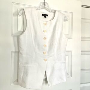 J.Crew White Linen Vest, Size 8